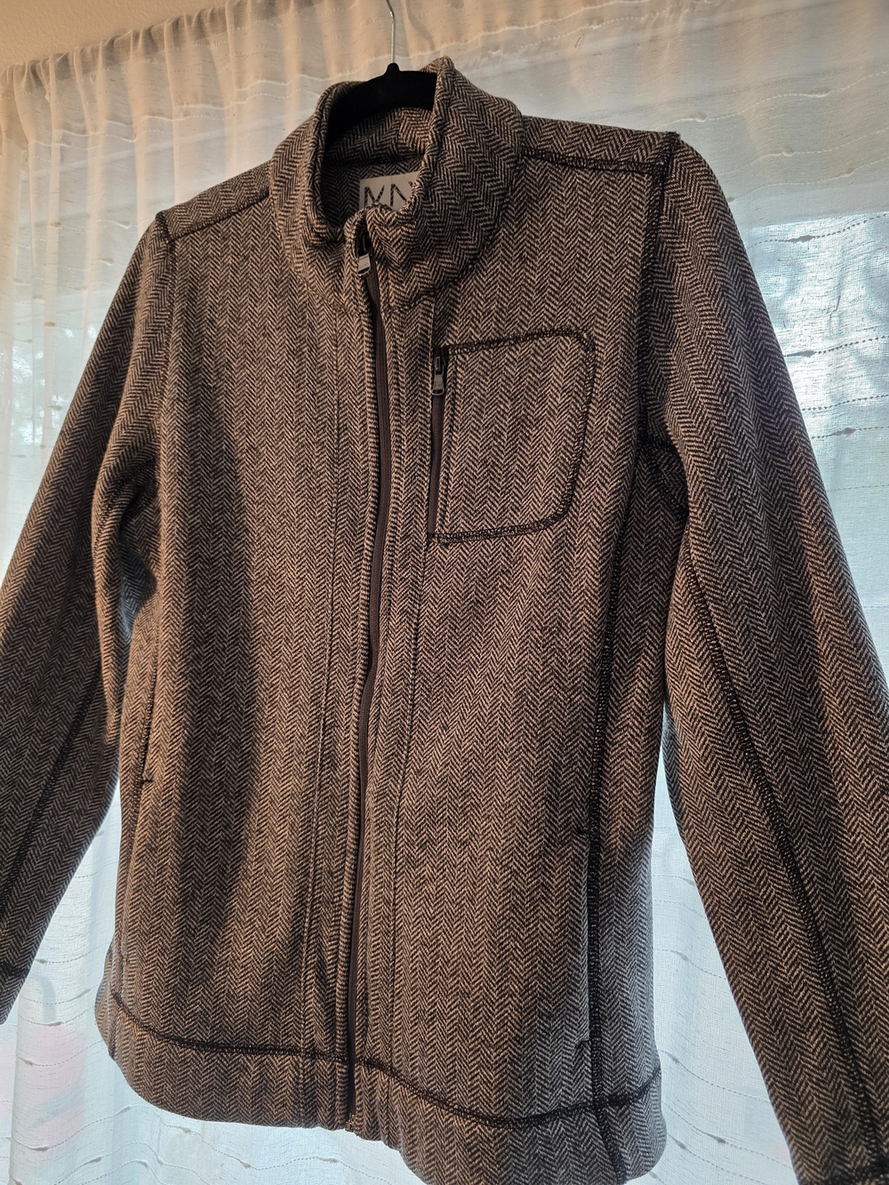 Marc New York Gray Herringbone Zip-Up Jacket